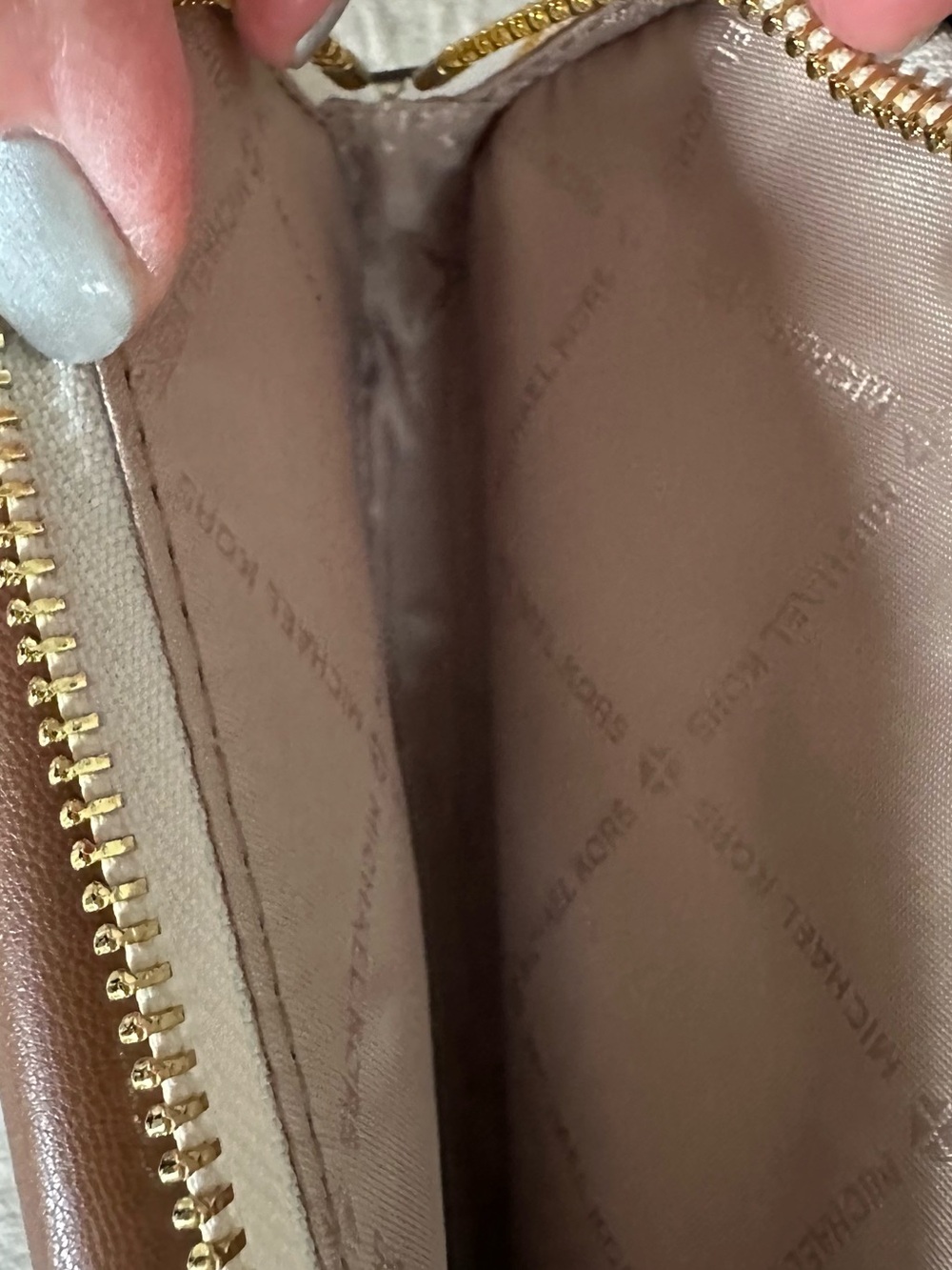 Michael Kors Cream MK Logo Belt Bag with Brown Trim and Gold Hardware - Picture 5 of 7